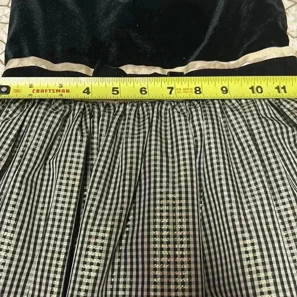 PERFECTLY DRESSED black Velvet Gold Metallic Check Plaid Taffeta dress girls 8 - Picture 9 of 9